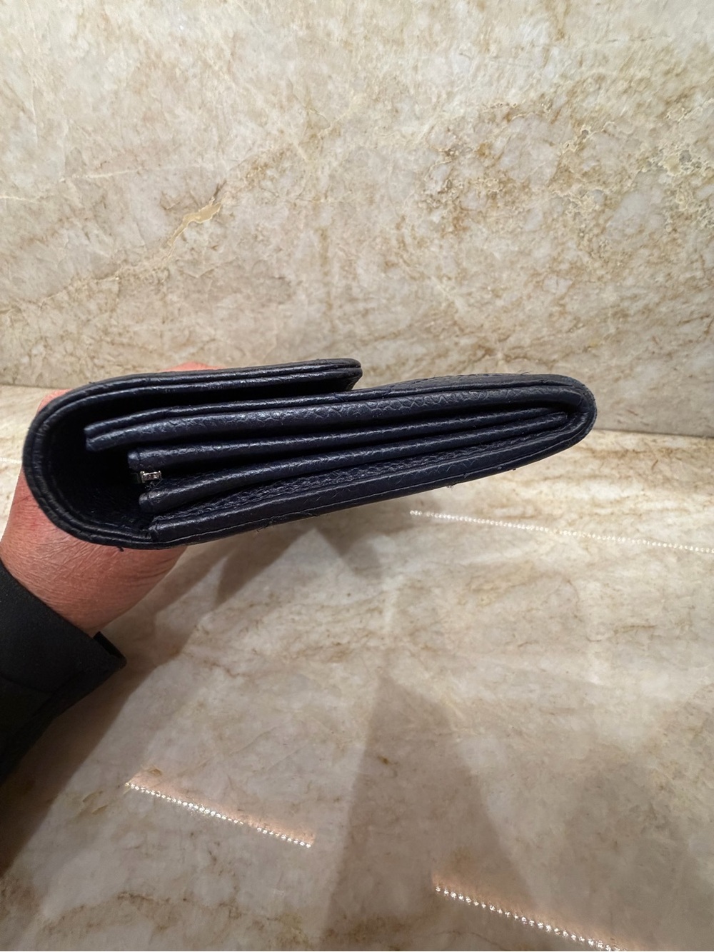 CHANEL Navy Quilted Caviar Leather Clutch with Silver Cc - Picture 5 of 11
